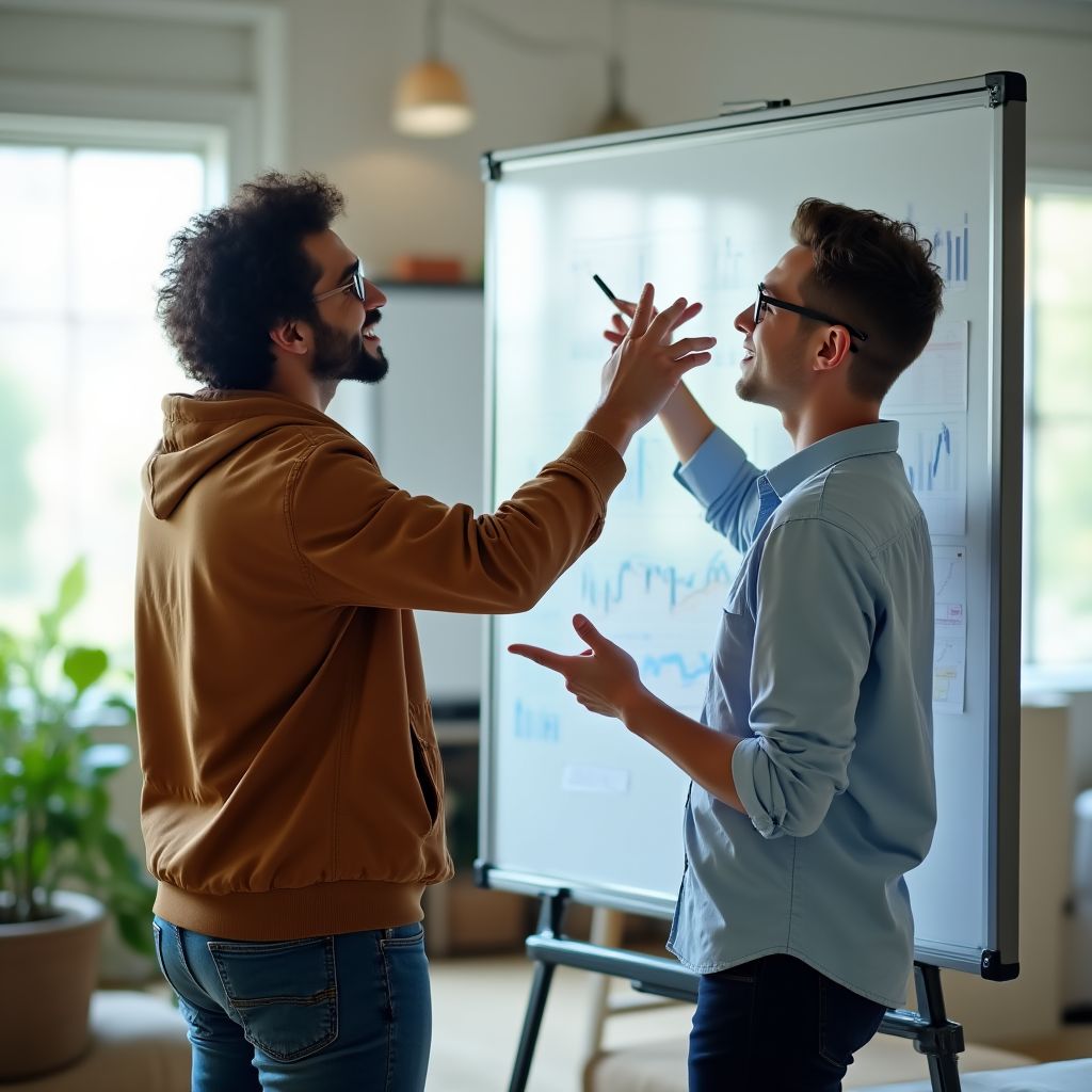Fundadores de la empresa discutiendo un proyecto